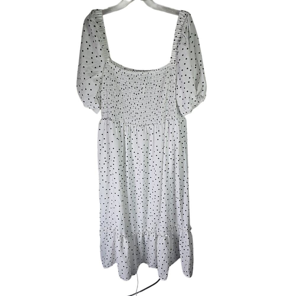 CY Fashion Sun Dress Polka Dot SS Tiered Dress Womens XXXL 3X Smocked Bodice - Picture 2 of 10